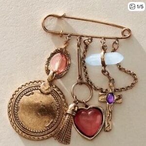 Free People Gold Carry on Safety Pin Brooch